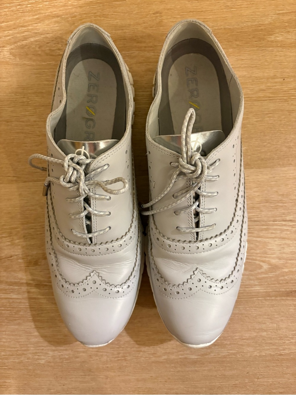 Cole Haan ZeroGrand Grey Leather Wingtip Oxford Sneakers size 9.5